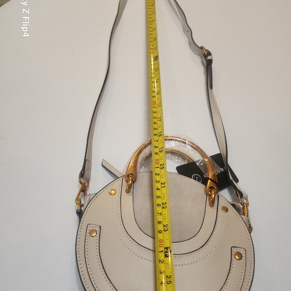 Cream and Gold Vegan Leather and Suede Crossbody Bag NWT - Picture 14 of 16